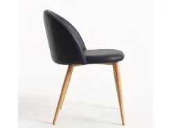 Juego de 2 sillas Kazon - Elegante piel sintética y patas de metal efecto madera clara-Color Marrón