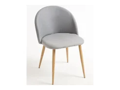 Juego de 2 sillas Kazon - Elegante tela y patas de metal efecto madera clara-Color Gris claro