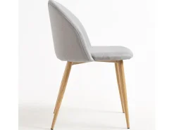 Juego de 2 sillas Kazon - Elegante tela y patas de metal efecto madera clara-Color Gris claro