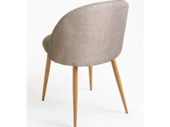 Juego de 2 sillas Kazon - Elegante tela y patas de metal efecto madera clara-Color Gris claro