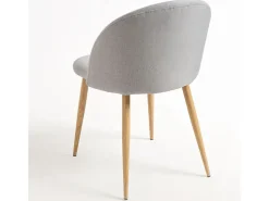 Juego de 2 sillas Kazon - Elegante tela y patas de metal efecto madera clara-Color Gris claro