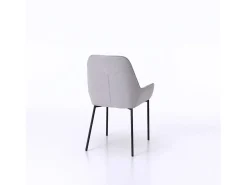 Juego de 4 sillas modernas de cocina en tejido gris con reposabrazos Nisida