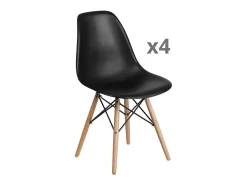 Juego de 4 sillas Nórdica para comedor o cocina con patas en madera color negro