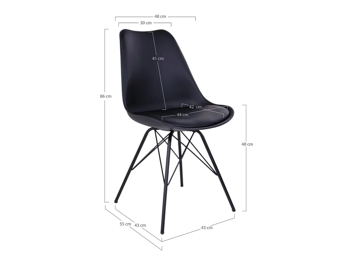Juego de 2 Sillas Oslo, Negro, 55x48x84 cm, Kendra Home