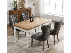 Juego de 4 Sillas para Comedor, Cocina y Sala Silla Tapizada Patas de Madera Maciza - 53,5x64x95cm Gris