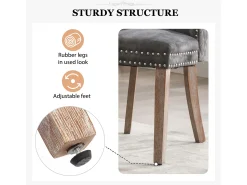 Juego de 4 Sillas para Comedor, Cocina y Sala Silla Tapizada Patas de Madera Maciza - 53,5x64x95cm Gris