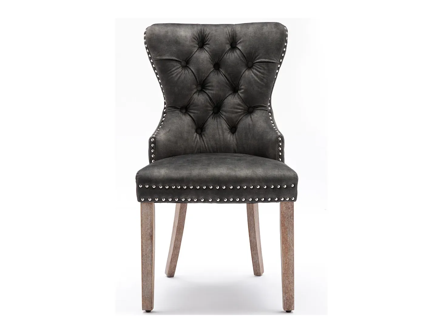 Juego de 4 Sillas para Comedor, Cocina y Sala Silla Tapizada Patas de Madera Maciza - 53,5x64x95cm Gris