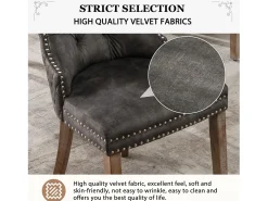 Juego de 2 Sillas para Comedor, Cocina y Salón Silla Tapizada Patas Madera Maciza - 53,5x64x95cm Gris