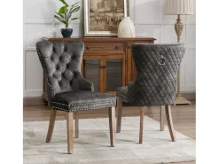 Juego de 2 Sillas para Comedor, Cocina y Salón Silla Tapizada Patas Madera Maciza - 53,5x64x95cm Gris