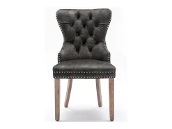 Juego de 2 Sillas para Comedor, Cocina y Salón Silla Tapizada Patas Madera Maciza - 53,5x64x95cm Gris