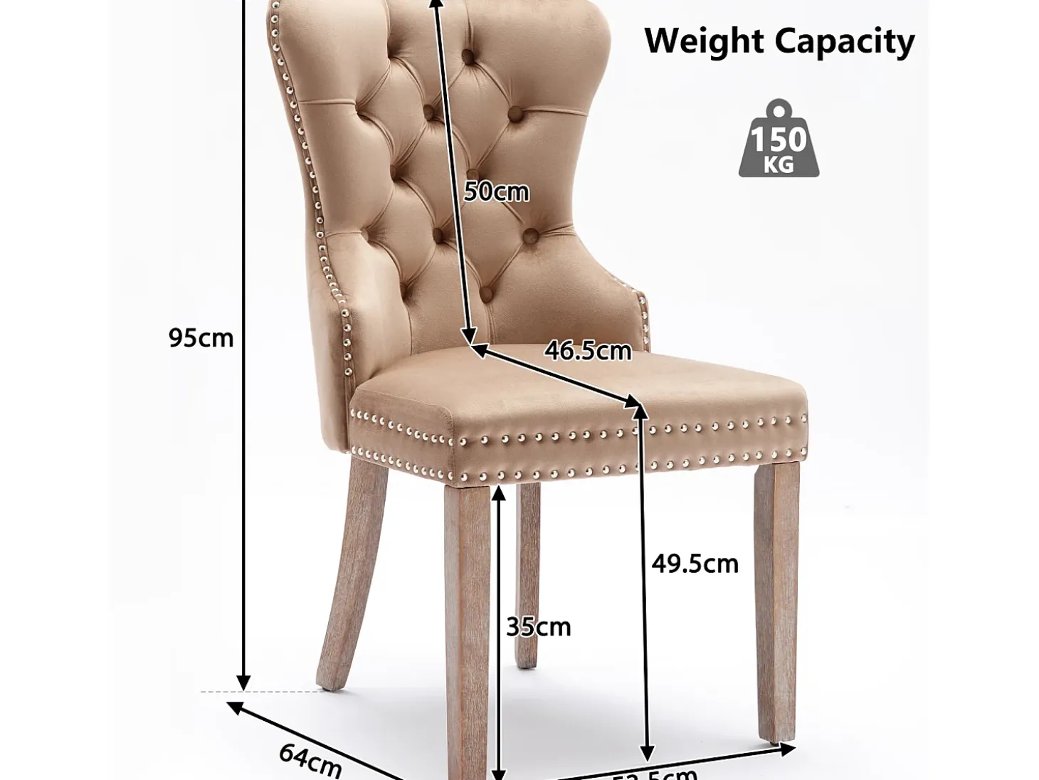 Juego de 6 Sillas para Comedor, Cocina y Sala Silla Tapizada Patas de Madera Maciza - 53,5x64x95cm Marrón