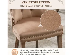 Juego de 2 Sillas para Comedor, Cocina y Sala Silla Tapizada Patas de Madera Maciza - 53,5x64x95cm Marrón