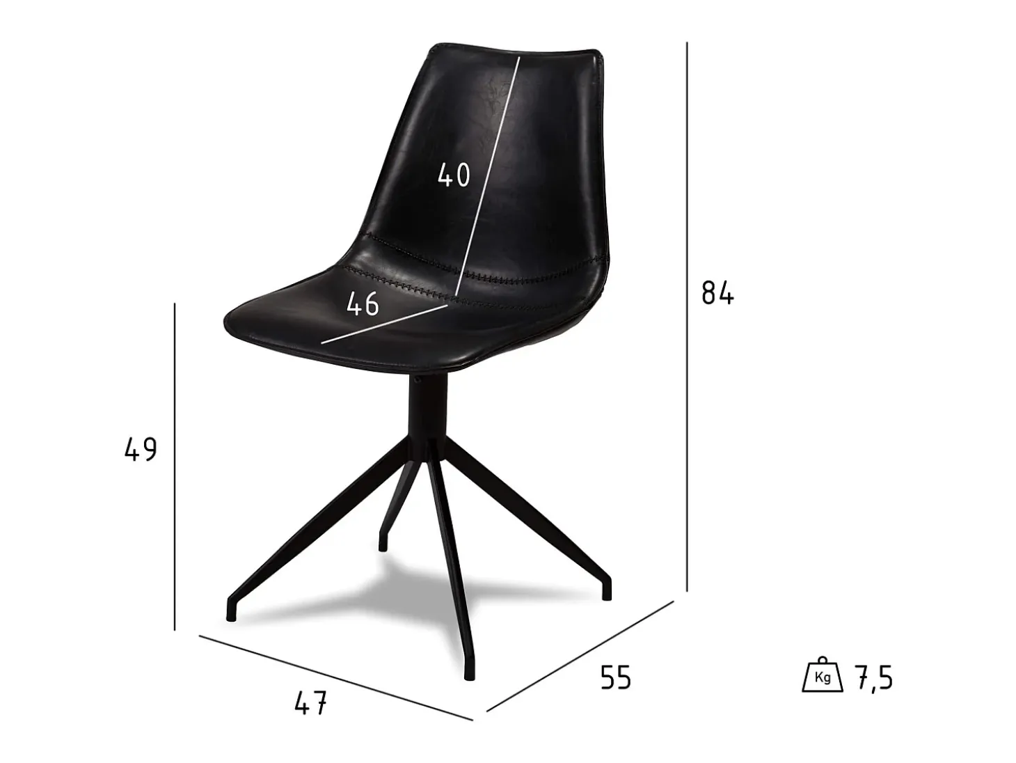 Juego de 2 sillas pivotantes Isabel - Piel sintética y metal - Negro