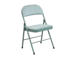 Juego de 2 sillas plegables de terciopelo y metal - Verde almendra - ORTENSIA