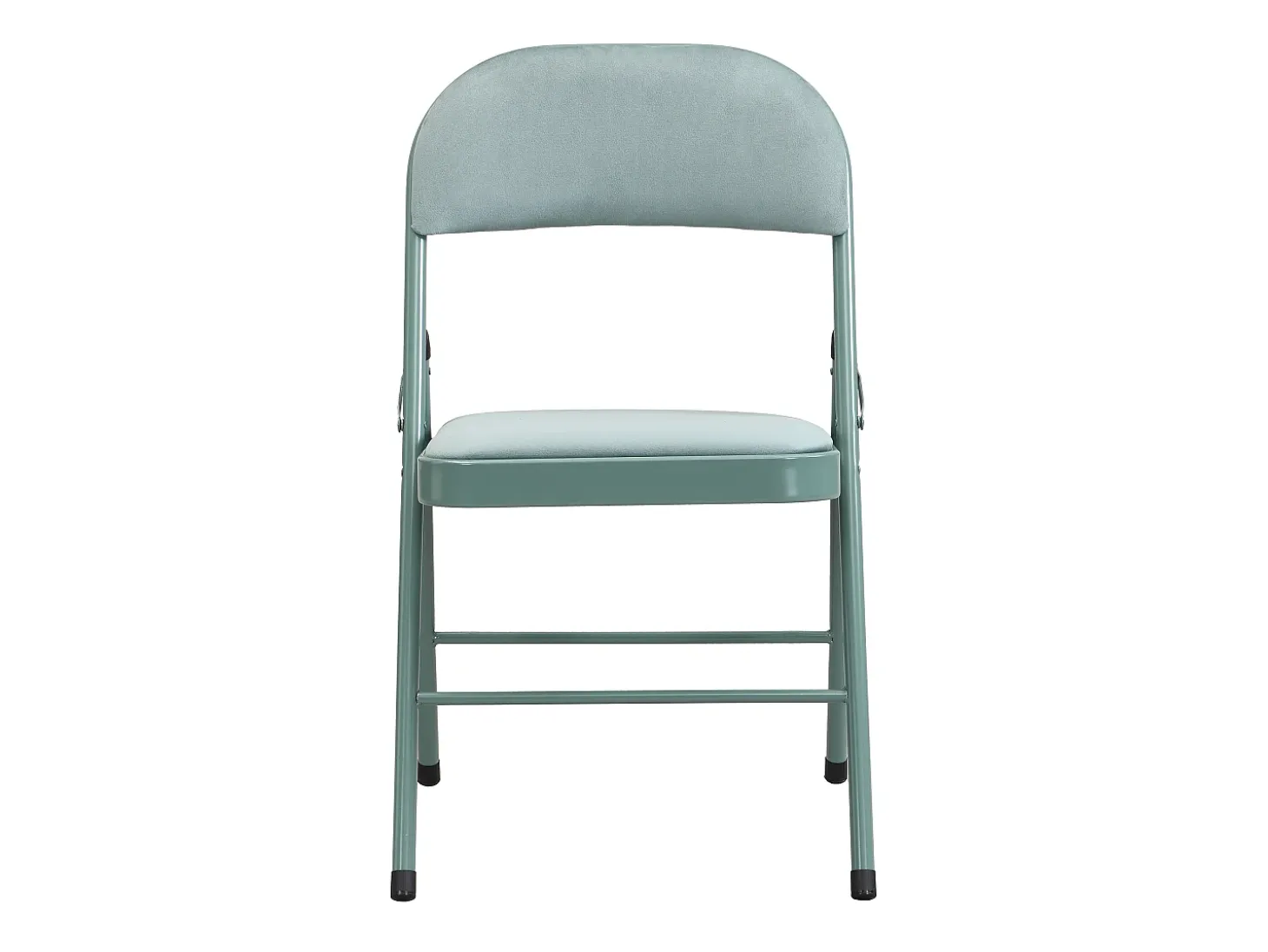 Juego de 2 sillas plegables de terciopelo y metal - Verde almendra - ORTENSIA