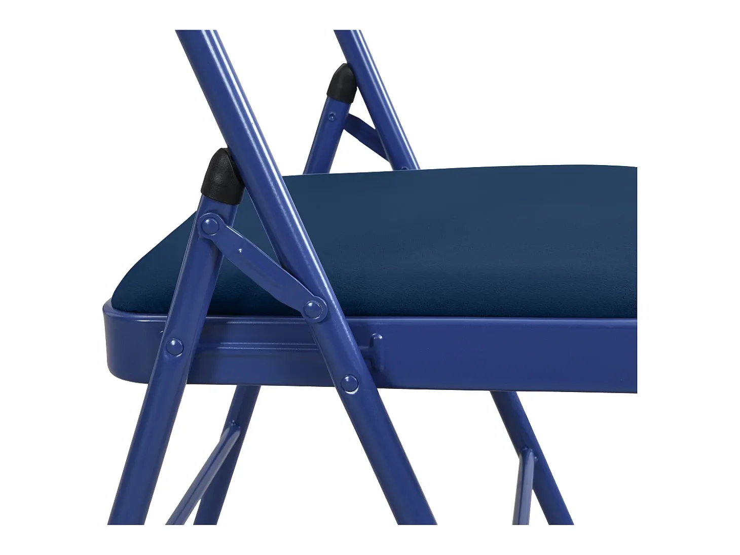 Juego de 6 sillas plegables de terciopelo y metal - Azul - ORTENSIA