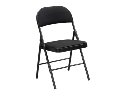 Juego de 2 sillas plegables de terciopelo y metal - Negro - ORTENSIA