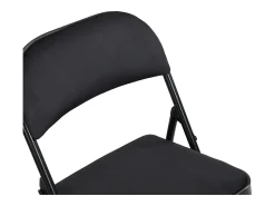 Juego de 2 sillas plegables de terciopelo y metal - Negro - ORTENSIA