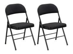 Juego de 2 sillas plegables de terciopelo y metal - Negro - ORTENSIA