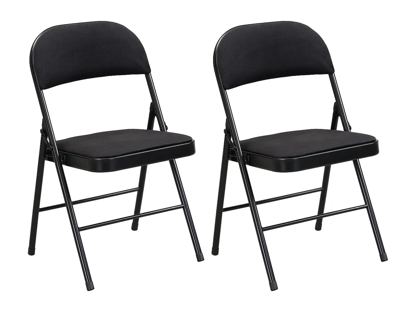 Juego de 2 sillas plegables de terciopelo y metal - Negro - ORTENSIA