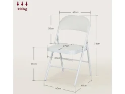 Juego de 4 sillas plegables, sillas de oficina portátiles con cojines de piel sintética, patas de acero, para recepción, sala de espera, color blanco