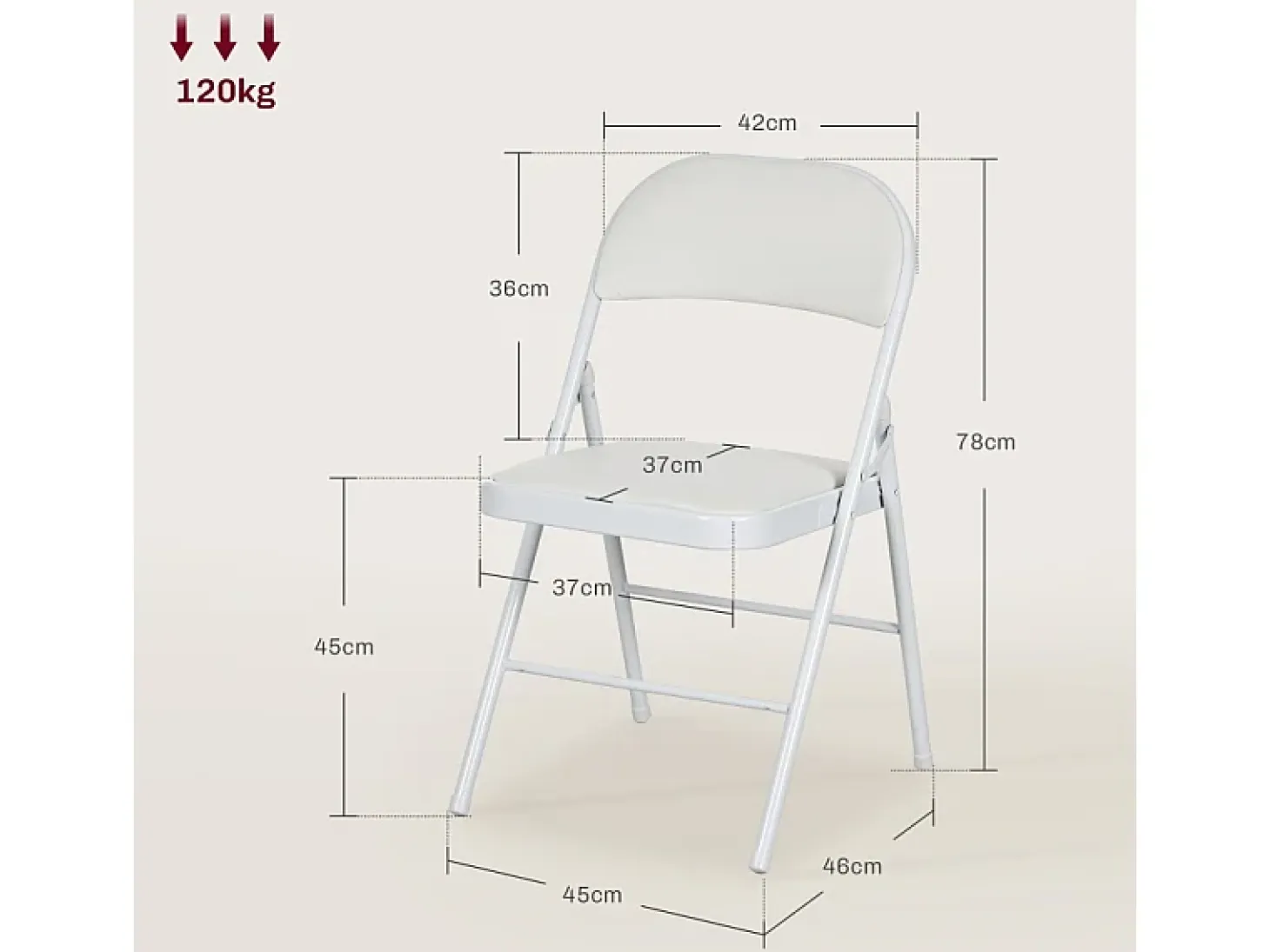 Juego de 4 sillas plegables, sillas de oficina portátiles con cojines de piel sintética, patas de acero, para recepción, sala de espera, color blanco