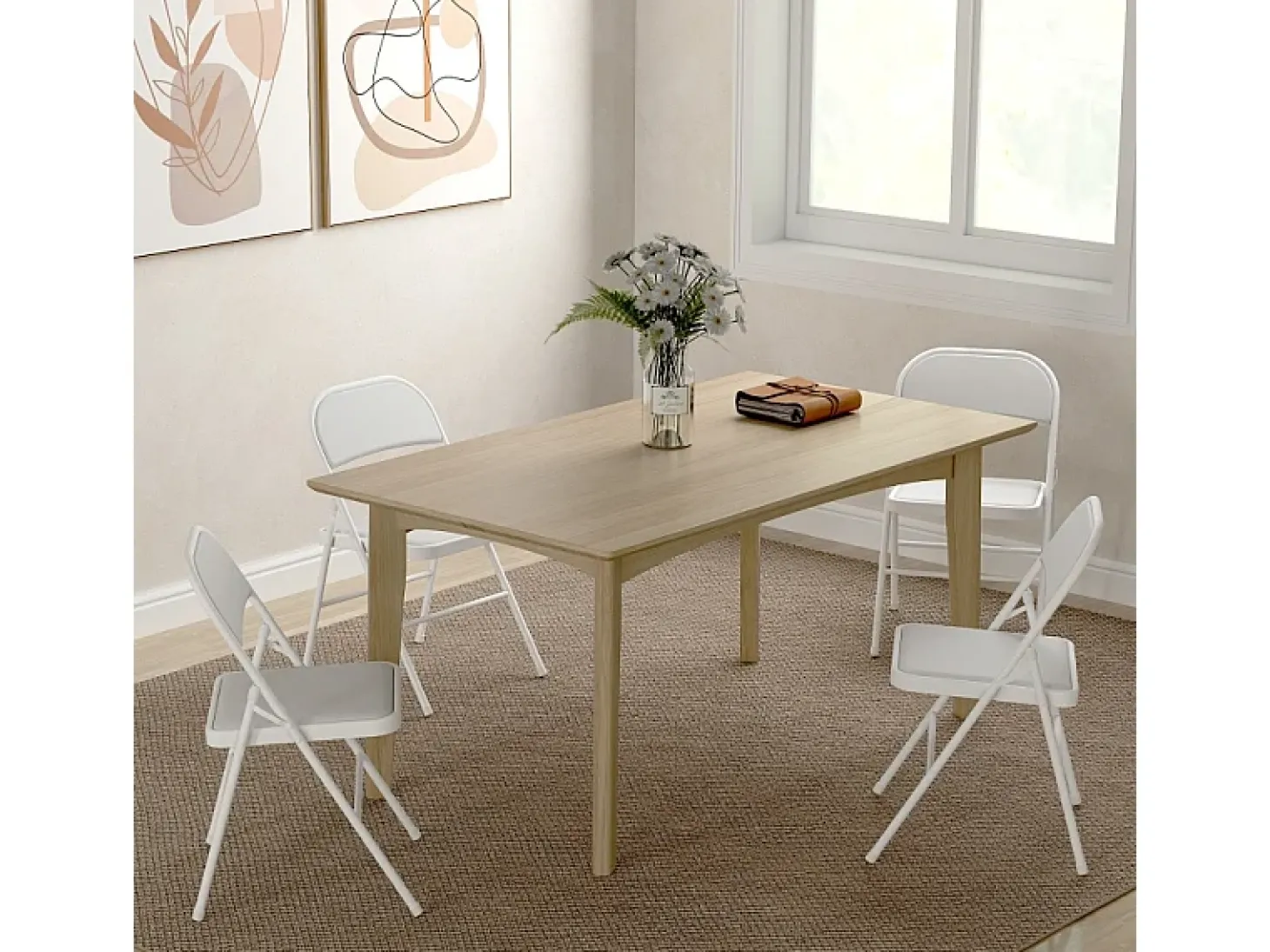 Juego de 4 sillas plegables, sillas de oficina portátiles con cojines de piel sintética, patas de acero, para recepción, sala de espera, color blanco