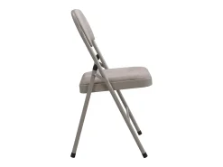 Juego de 2 sillas plegables de terciopelo y metal - Gris topo - ORTENSIA