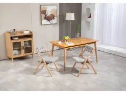 Juego de 2 sillas plegables con cojines - Gris y madera