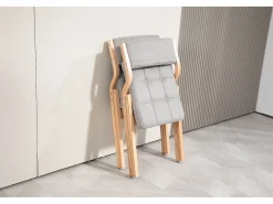 Juego de 2 sillas plegables con cojines - Gris y madera