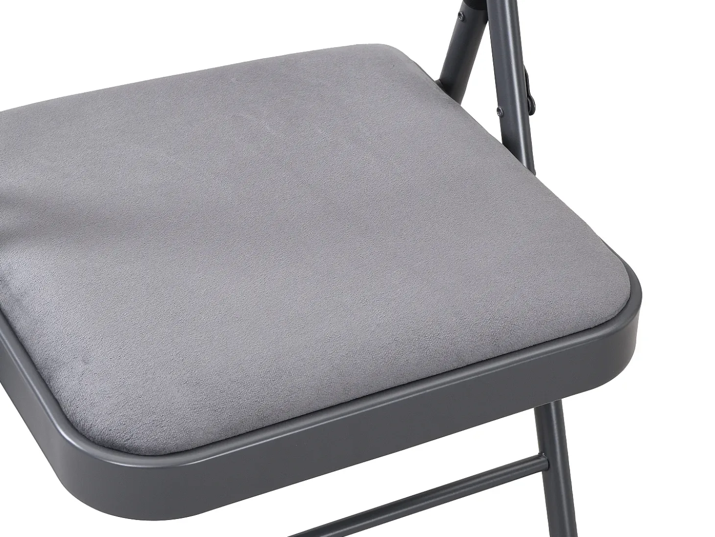 Juego de 6 sillas plegables de terciopelo y metal - Gris - ORTENSIA