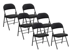 Juego de 6 sillas plegables de terciopelo y metal - Negro - ORTENSIA