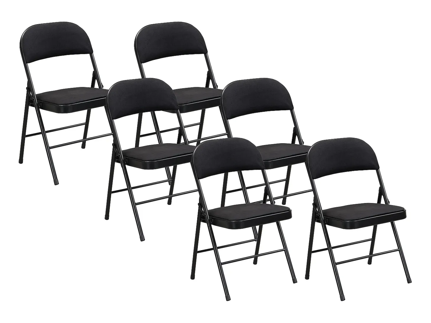 Juego de 6 sillas plegables de terciopelo y metal - Negro - ORTENSIA