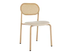 Juego de 2 sillas, silla de comedor de ratán, silla de comedor decorativa, color madera