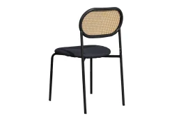 Juego de 2 sillas, silla de comedor de ratán, silla de comedor decorativa, color negro
