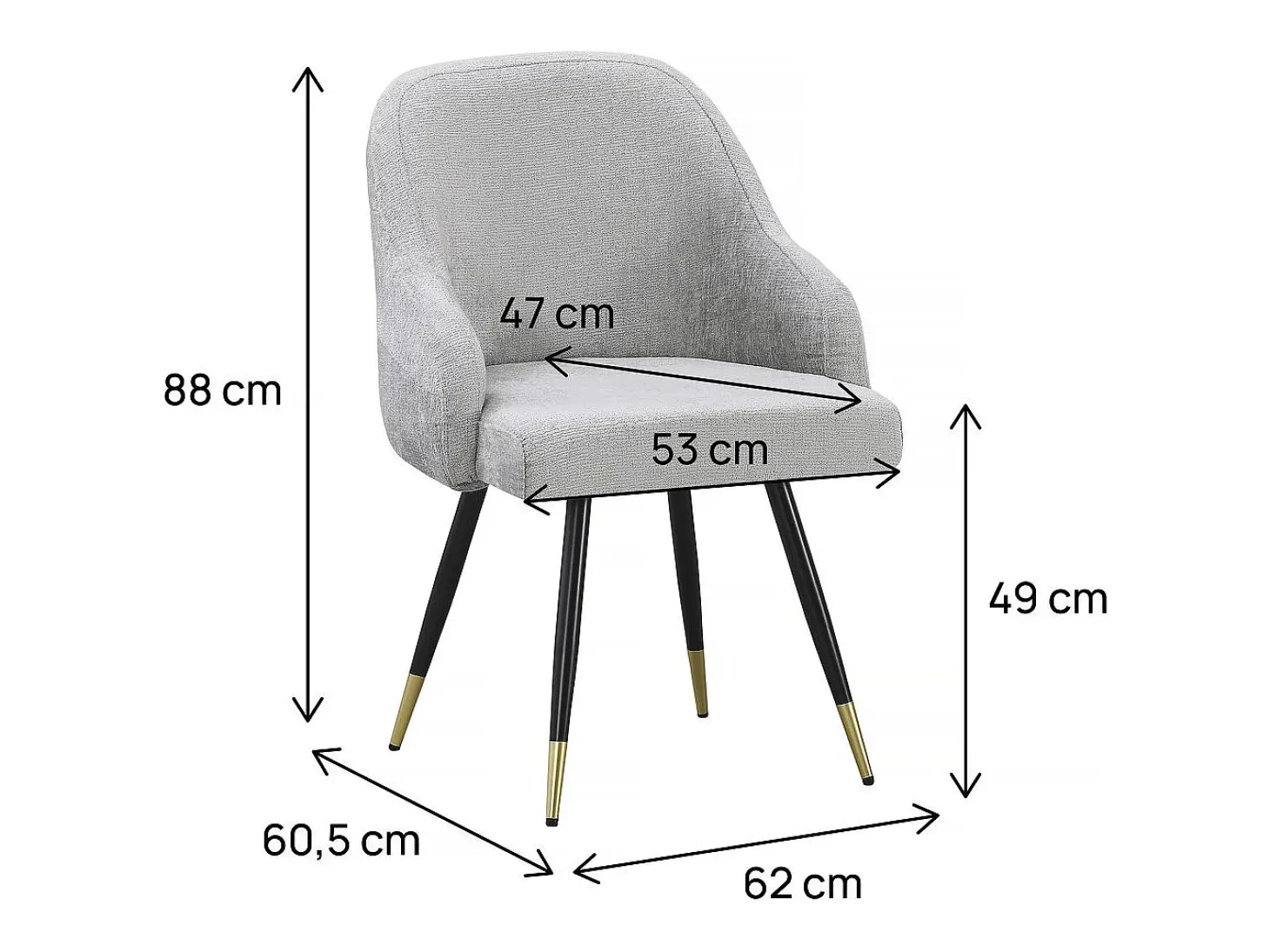 Juego de 2 sillas tapizadas "Harmony" - 54 x 57 x 90 cm - Beige