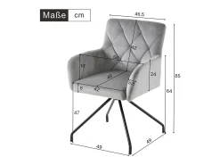 Juego de 2 sillas tapizadas en terciopelo con patas de metal - Gris claro