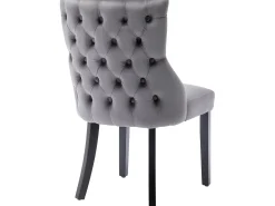 Juego de 2 sillas tipo góndola de terciopelo - patas de madera maciza - Gris
