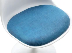 Juego de 6 sillas Tulip - Polipropileno, tela y acero - Azul y blanco - XAFY