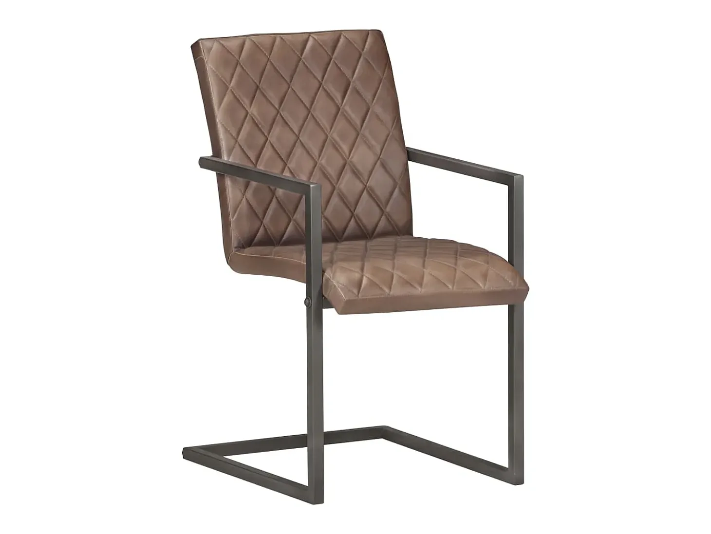 Juego de 2 Sillas voladizas de comedor cuero auténtico marrón ES129253