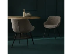 Juego de 6 sillones bridge en tela topo L64 cm - COLOMBE