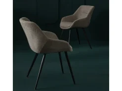 Juego de 6 sillones bridge en tela topo L64 cm - COLOMBE