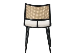 Juego de 6 sillones de ratán con asiento acolchado de PU, color negro