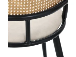 Juego de 6 sillones de ratán con asiento acolchado de PU, color negro
