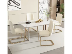 Juego de 2 sillones de terciopelo de lujo - 64,14 x 63,5 x 47,63 cm - respaldo de diamante - patas de metal dorado - beige