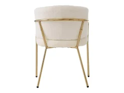 Juego de 6 sillones para comedor, salón o dormitorio - en imitación plumón de conejo - con 4 patas de metal dorado - Beige