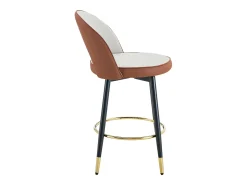 Juego de 2 taburetes de bar giratorios en piel sintética de PU - Cojines de asiento gris claro y marrón