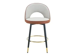 Juego de 2 taburetes de bar giratorios en piel sintética de PU - Cojines de asiento gris claro y marrón