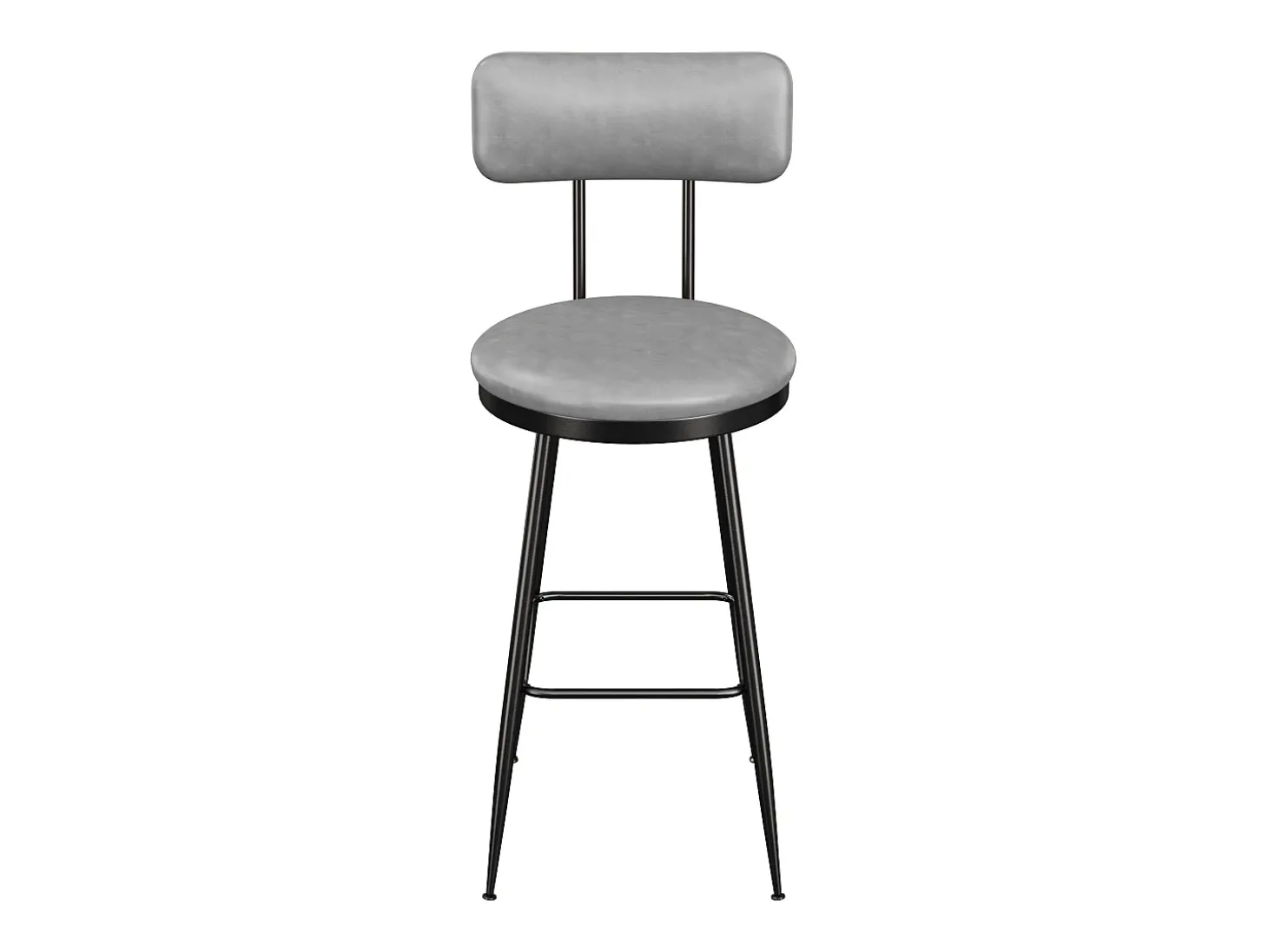Juego de 4 taburetes de bar, silla alta de cocina con reposapiés y respaldo, para comedor y cocina, piel sintética, color gris