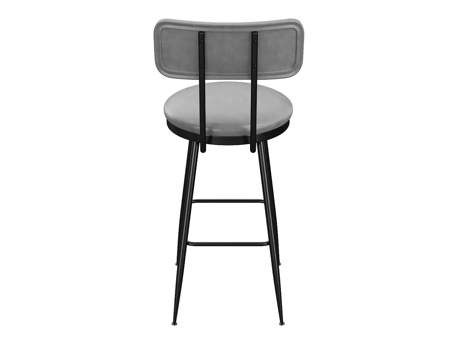 Juego de 4 taburetes de bar, silla alta de cocina con reposapiés y respaldo, para comedor y cocina, piel sintética, color gris